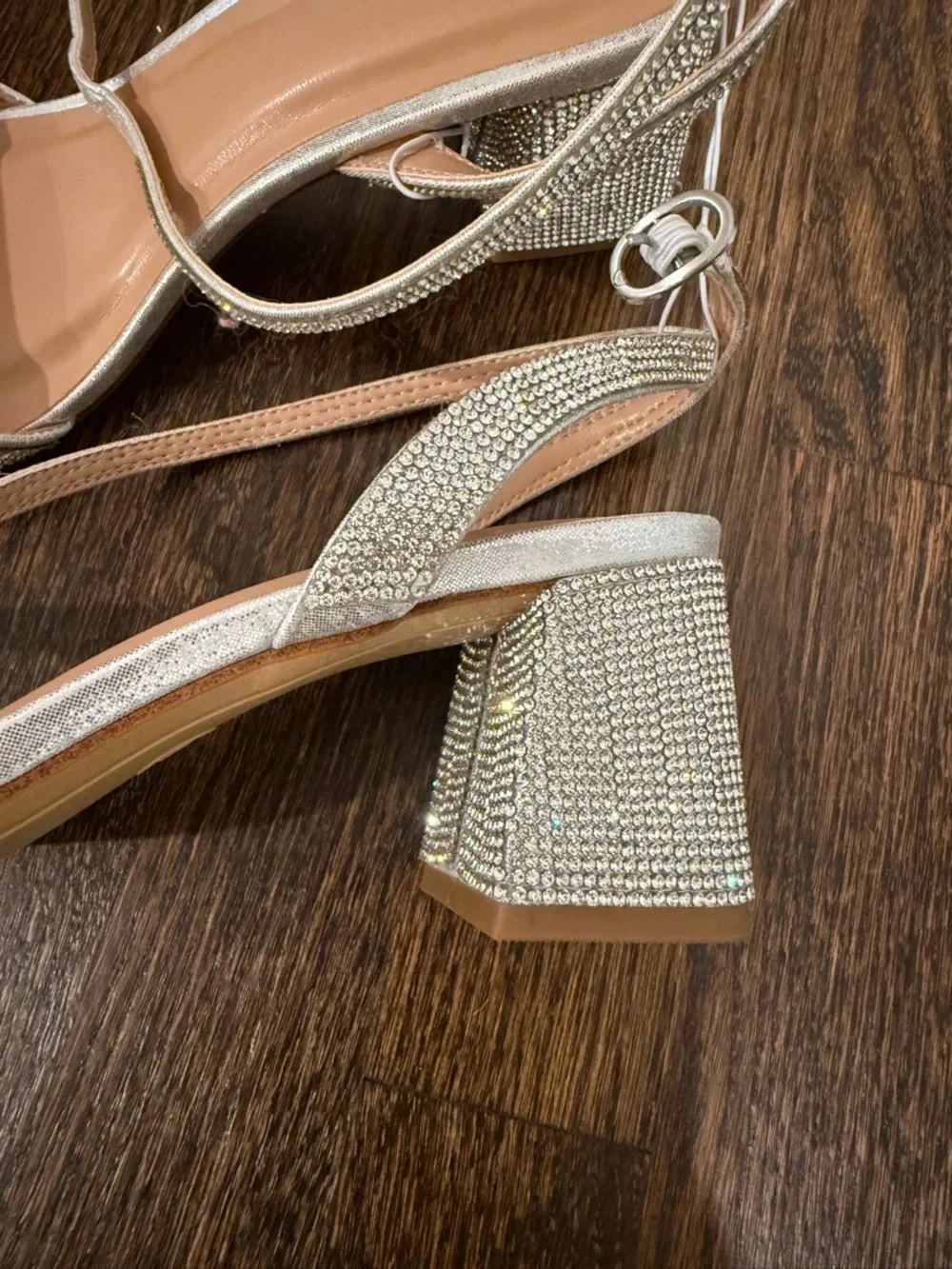 a new day Silver Rhinestone Ankle-Tie Square-Toe Sandals